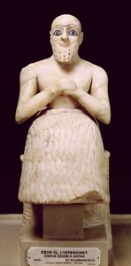 Standbeeld van de ambtenaar Ebih-Il, uit de tempel van Ishtar in Mari, Irak, Midden-Eufraat, Vroeg-dynastieke periode, c.2500 v.Chr.